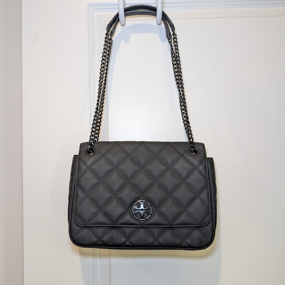 EUC Tory Burch Willa Black Matte Quilted Shoulder Crossbody Bag - Picture 14 of 16